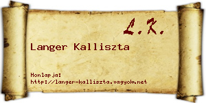 Langer Kalliszta névjegykártya